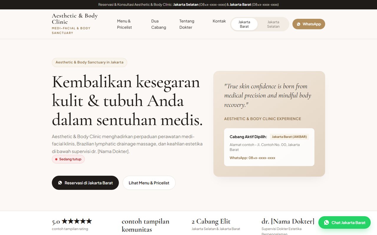 Aesthetic & Body Clinic website demo